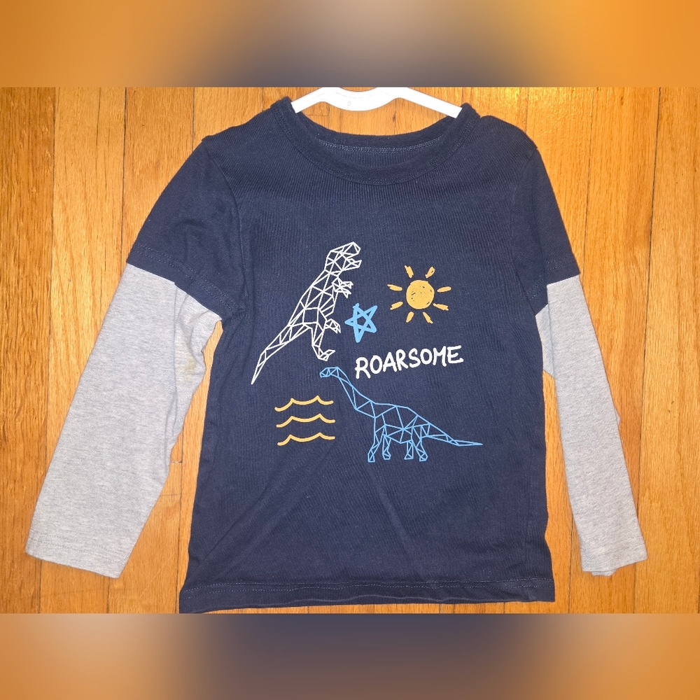Navy Blue Dinosaur Graphic Kids Shirt